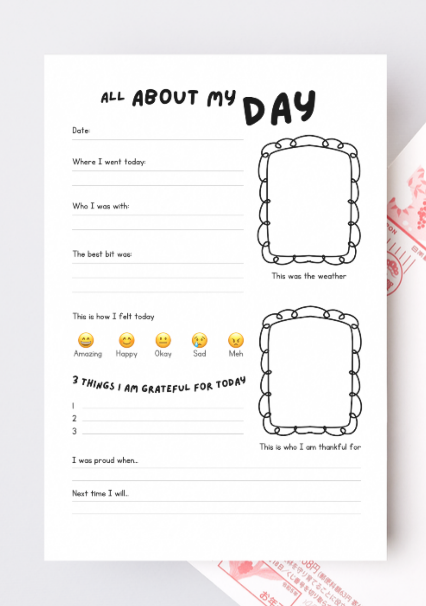 All about my day journal page