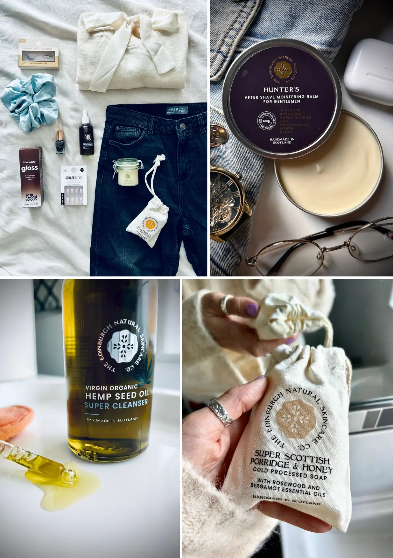 Beauty and grooming flat lays