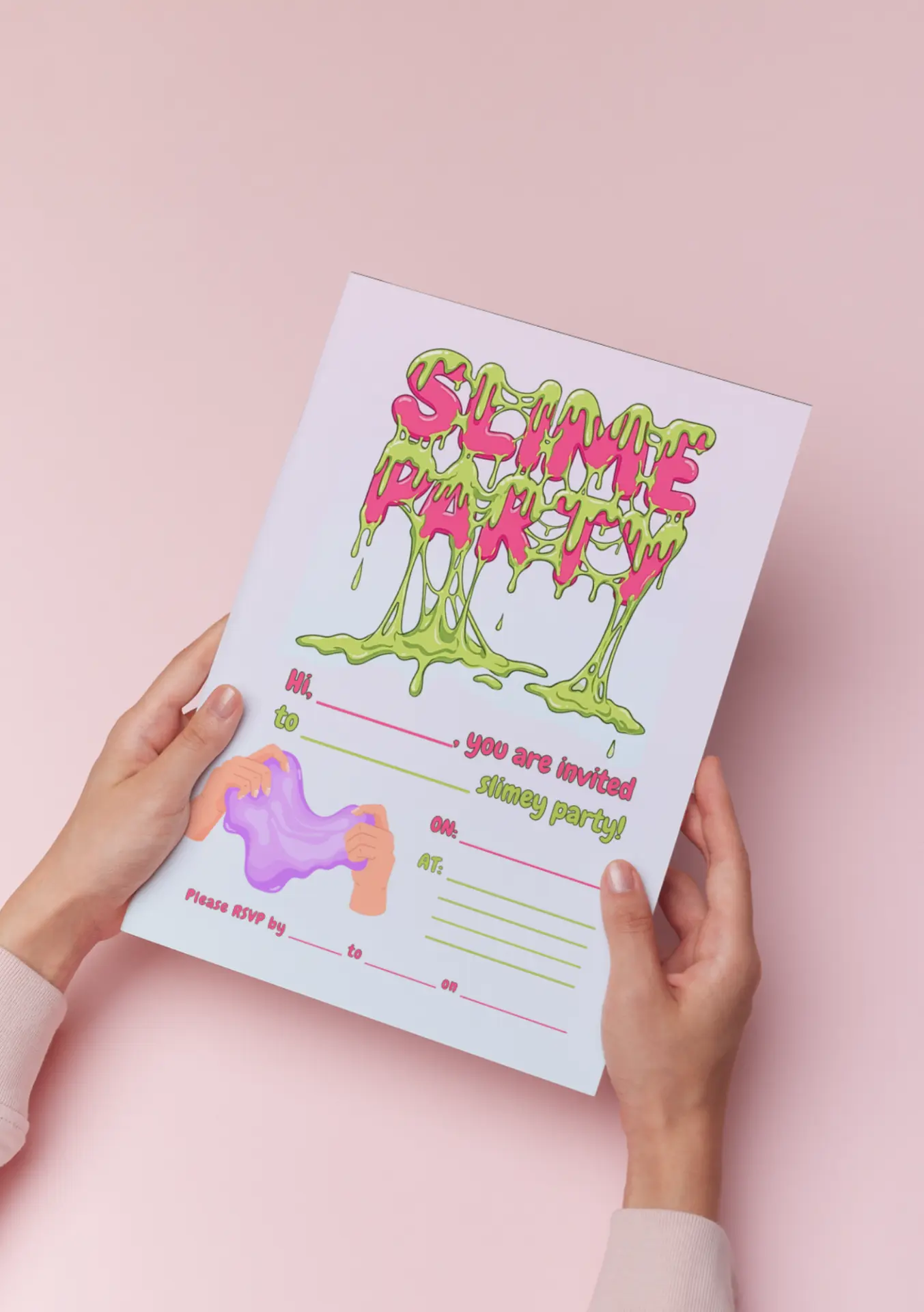 Slime inspired party invitation