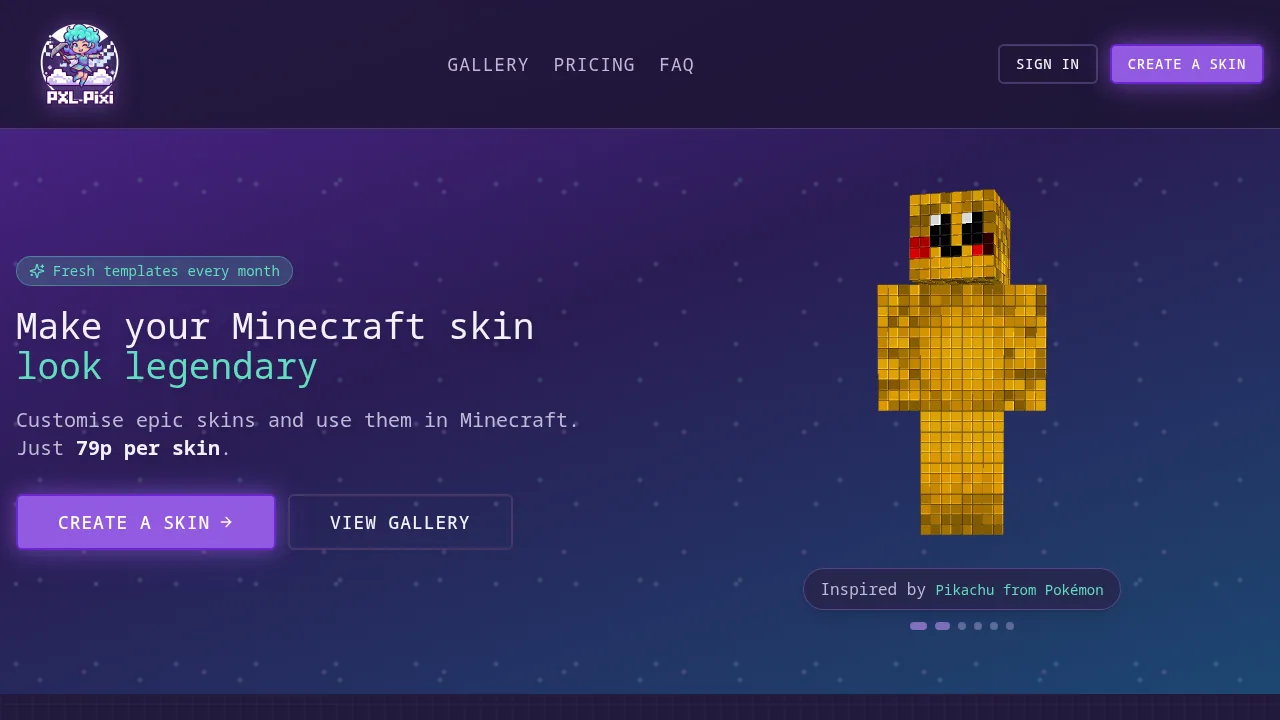 PXL Pixi homepage