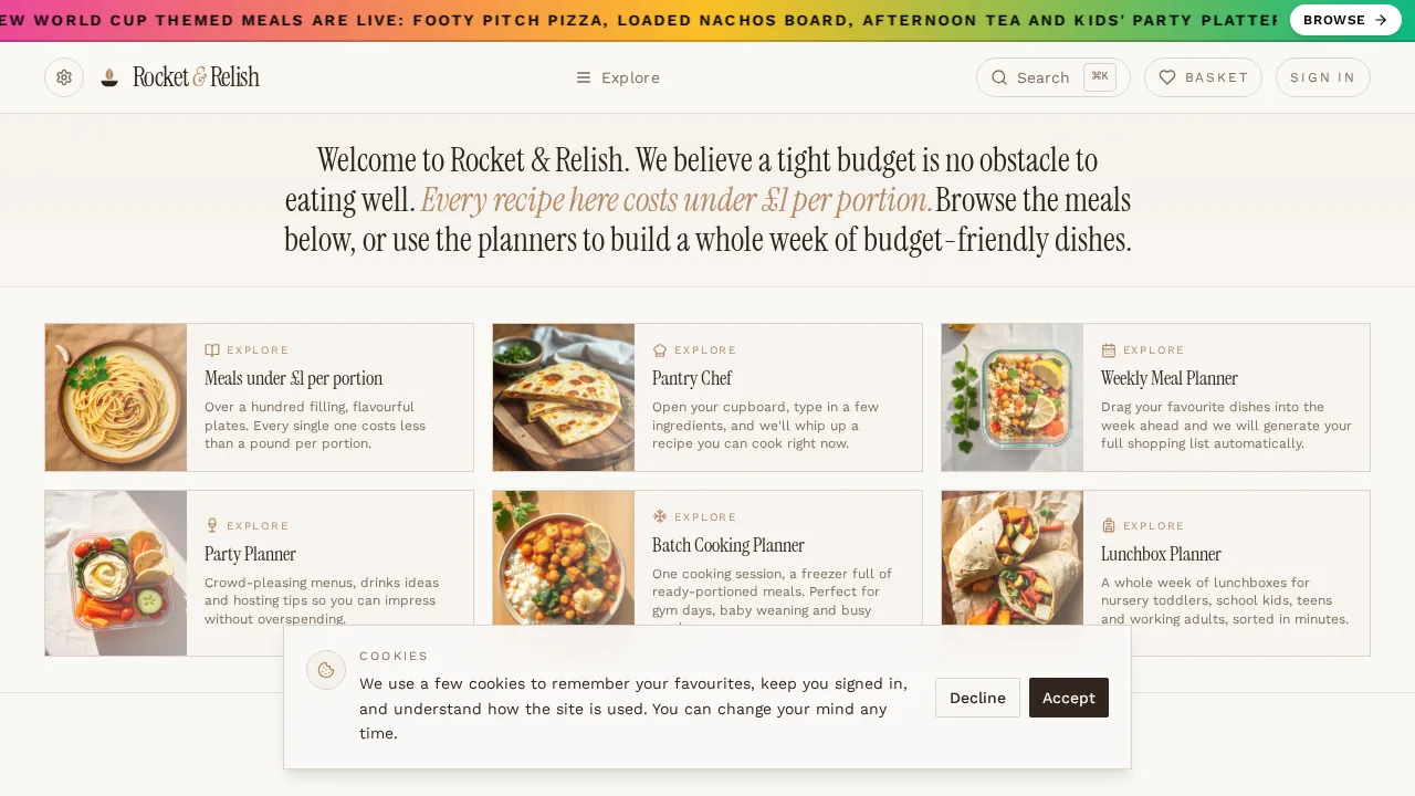 Rocket & Relish homepage